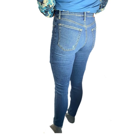 Lucky Brand Bridgette Skinny Jeans Women's 4/27 Blue Frayed Mid Rise Distressed - Picture 5 of 15